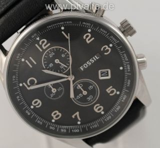 Fossil Herrenuhr / Herren Uhr Leder Chronograph Datum Tachymeter Fs4761 Bild