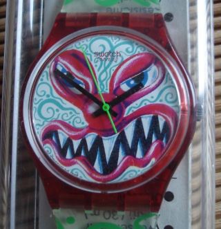 Swatch Uhr Monster (gr 121) Von Kenny Scharf Sammlerstück - Ungetragen Bild