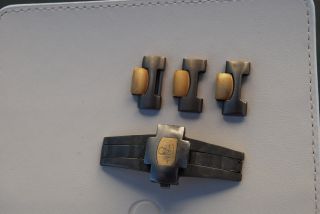 4 X Armband - Ersatzteile Omega Titan/gold Seamaster Polaris 17mm Glied Bild
