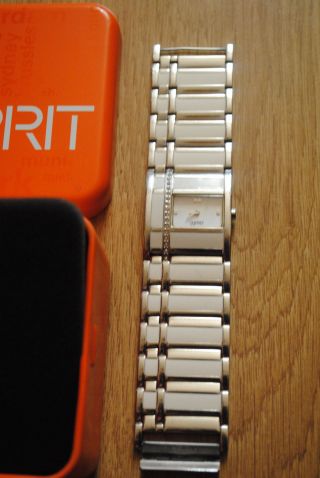 Esprit Damen Uhr Weiß Creme Silber Mit Strass Armbanduhr Bild