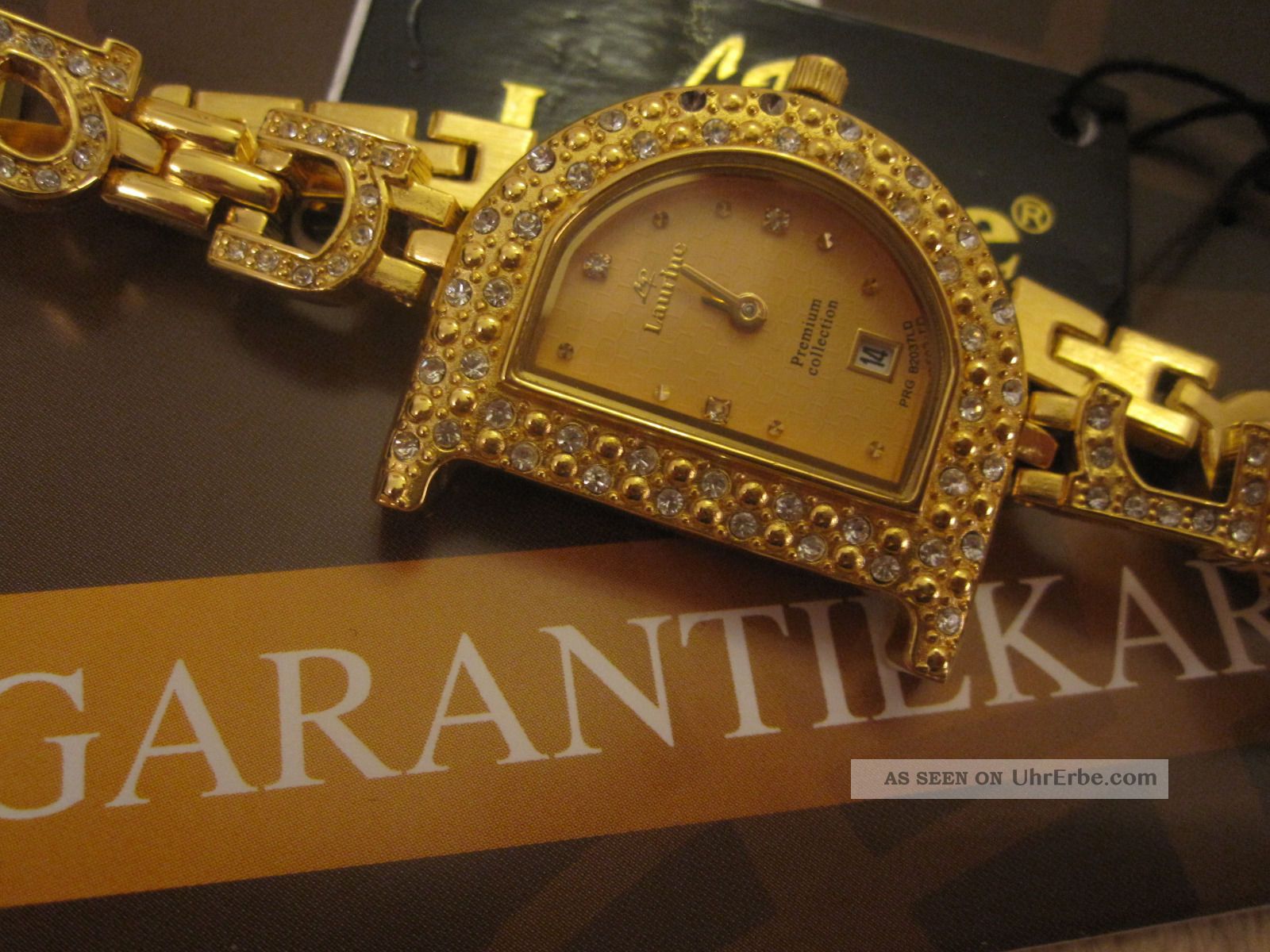 Laurine Damenuhr Vergoldet 18k Kristalle Ovp Prezise Quarzuhruhrwerk Armbanduhren Bild