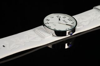 Große Just Damen Uhr Weiß Silber Leder 48 - S10249 - Wh Armbanduhr Bild
