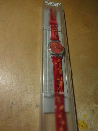 Damen Quartz Armbanduhr Swatch Poppy Field Rot (modell Lk213) Bild
