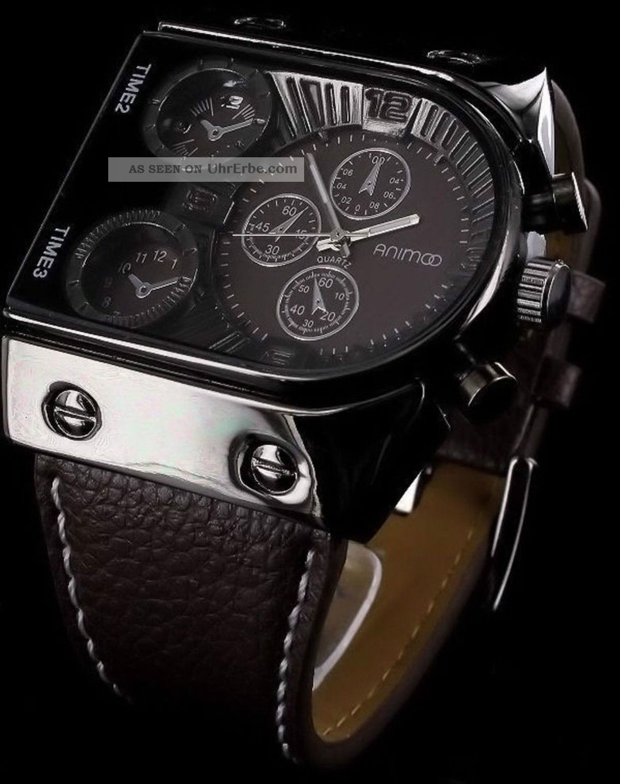 Animoo Xxl Armbanduhr Im Braunem Retro Look Quartz Leder Herrenuhr Armbanduhren Bild