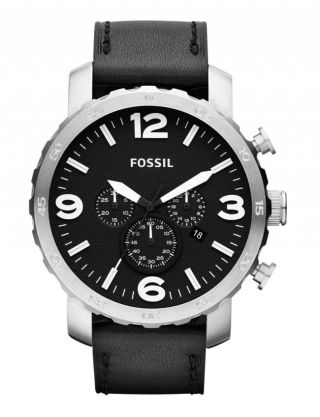 Fossil Uhr Nate Xxl Herrenuhr,  Edelstahl Leder Armbanduhr,  Chronograph, Bild