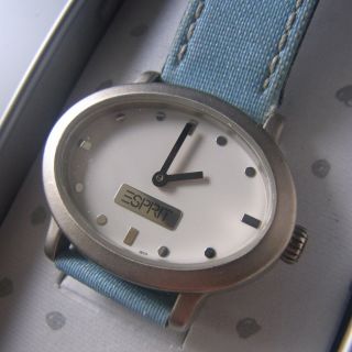 ♥original Esprit Damen - Armband - Uhr♥silber - Blau♥mit Ersatz - Batterie♥w. Bild