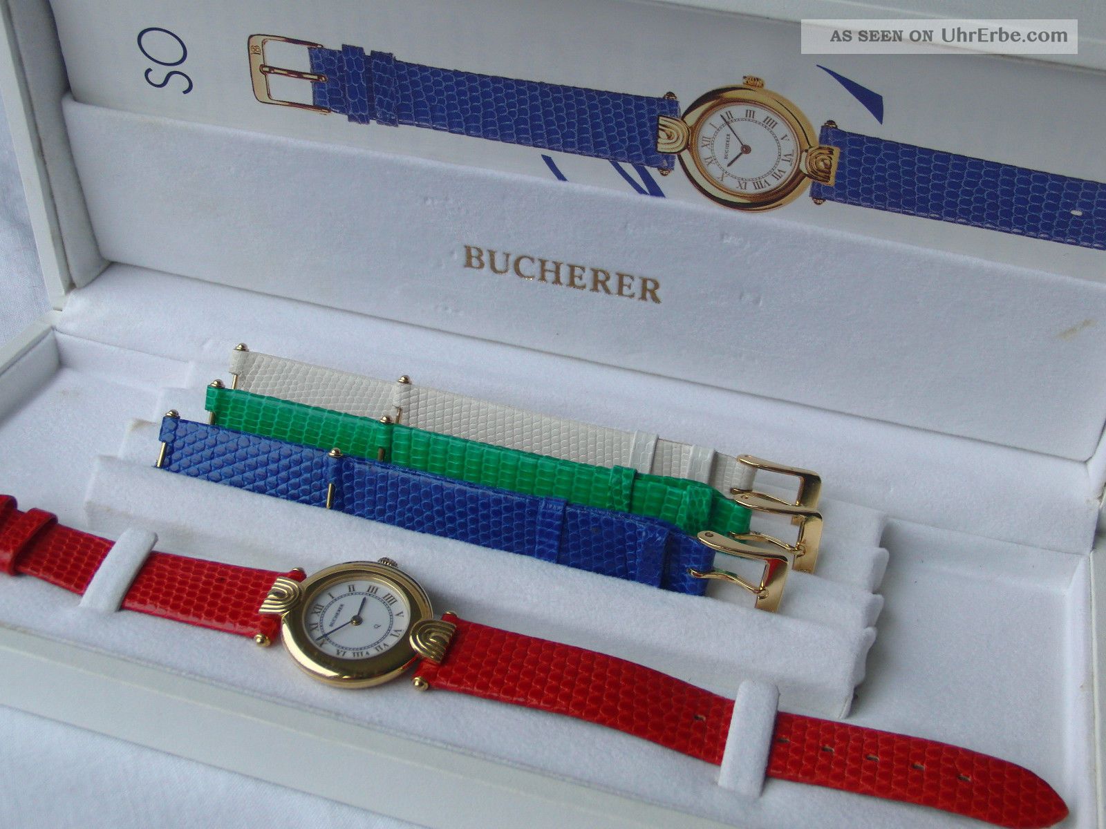Bucherer Paradiso Dau Originalkarton 4 Farbige Armbänder Armbanduhren Bild