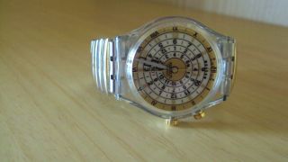 Damenuhr Uhr,  Armbanduhr Swatch In Weiß Und Gold Bild