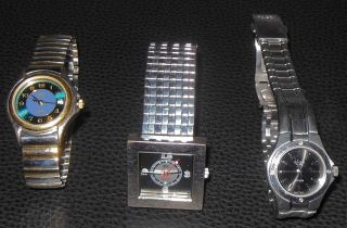 3 Gebrauchte Edelstahl Damen Quartz - Armbanduhren Sheen Casio Und 2 X Mc Bild