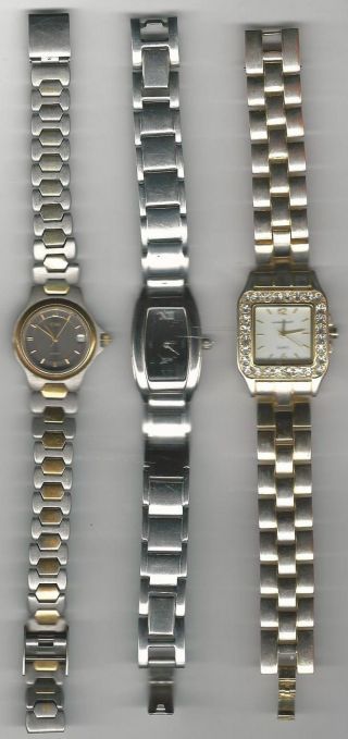 3 Gebrauchte Edelstahl Damen Quartz - Armbanduhren Tcm/london/cmi Funktionstüchtig Bild