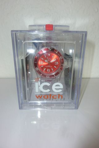 Orig.  Ice Watch Unisex Pu.  Rd.  U.  P.  12 Armband Uhr Transparent/rot Bild