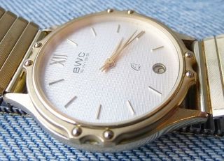 Bwc Herren Uhr Armbanduhr Herrenuhr Damenuhr Damen Datum Vergoldet Flach Bild