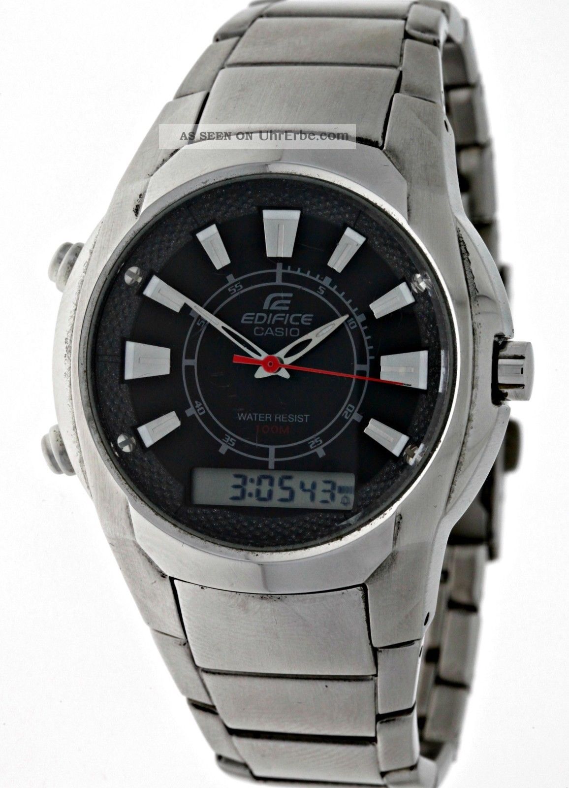 Casio Edifice Dual Time Alarm Chronograph Efa - 128 Analog&digital Edelstahl Armbanduhren Bild