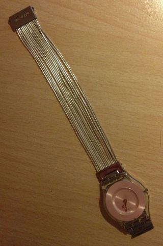 Swatch Damen Armbanduhr - Exklusiv - Rosa Ziffernblatt - - Silberarmband Bild