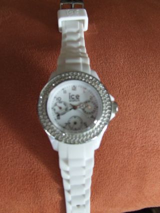 Damenuhr Ice Watch Stone Sili Weiß Strass Silikonband Bild