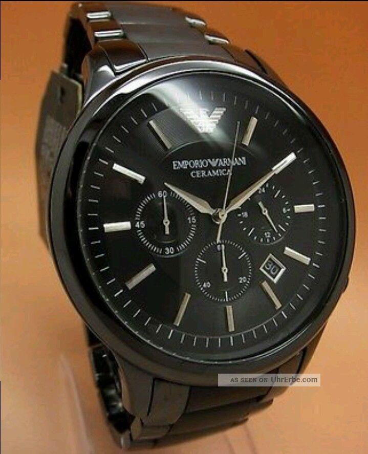 Emporio Armani Herrenuhr Chronograph Ar1451 Ceramica Schwarz Emporio Armani Ar1451 Schwarz Ceramic Herrenuhr Chrono Absolut