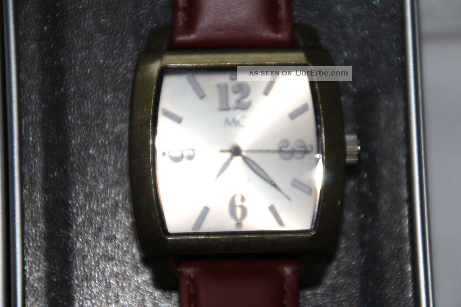 Damen Uhr Mc Gehäuse Messingfarben Lederarmband Braun Armbanduhren Bild