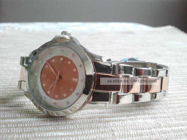 Yves Rocher Uhr Damen Glamour Rosegold/silber/glitzersteine Schmuckuhr - - Armbanduhren Bild