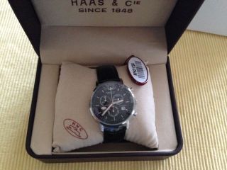 Haas & Cie Vitesse Armbanduhr Chronograph Für Herren Schwarzes Ziffernblatt Bild