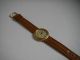 Junghans Armbanduhr Uhr Herren Damen Vergoldet Leder Armband Mit Batterie Armbanduhren Bild 1