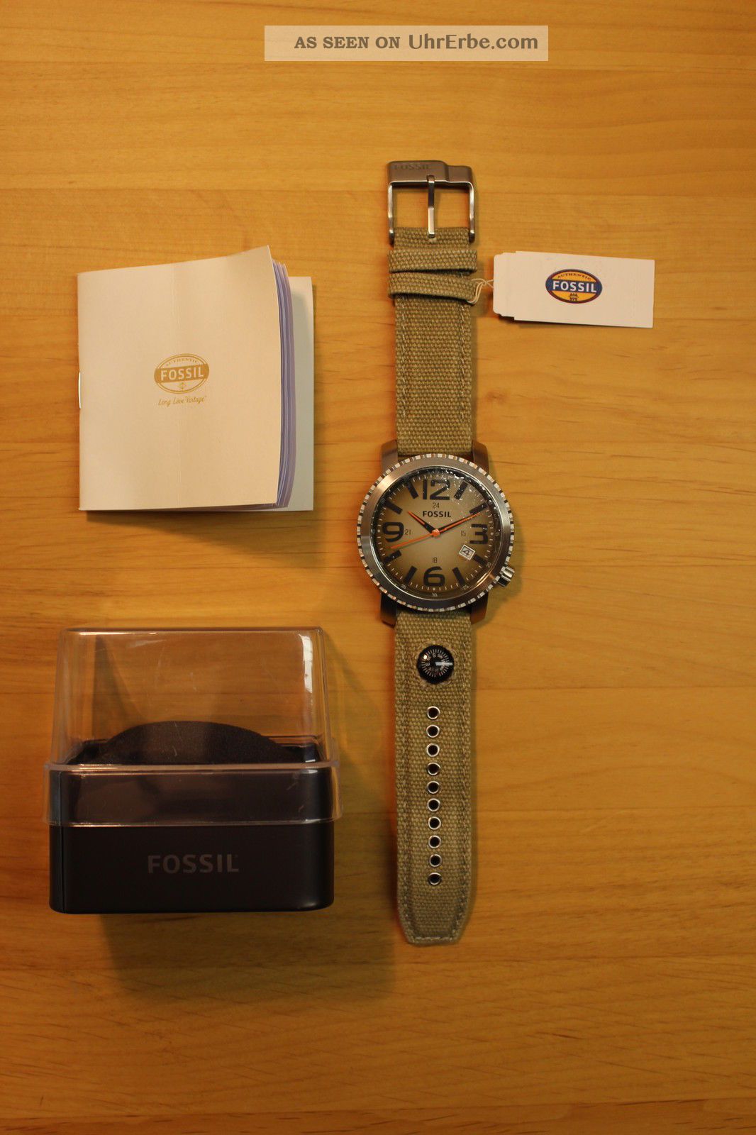 Fossil Jr1139 Grün Sportl.  Herrenuhr Xxl 5cm Uhr Ovp Military Style Armbanduhren Bild
