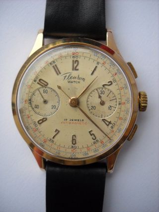 Fleuron Watch,  Chronograph,  Armbanduhr,  18 K Gold,  Kaliber Landeron 51 Bild