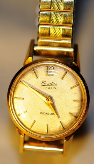 Armbanduhr Mondia 750er / 16k Vergoldet Uhr - 17 Jewels Edelsteine Incabloc Bild