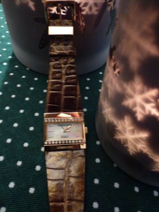 Dyrberg Kern Uhr Damenuhr Strass Gold Bronze Braun Krokooptik Leder Bild