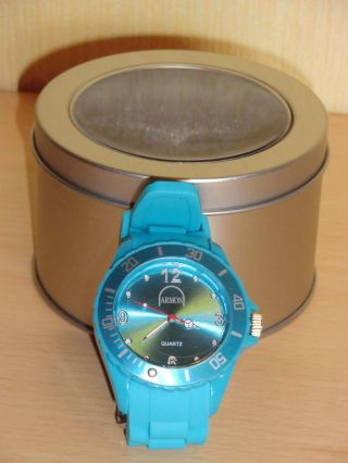 Silikon Armbanduhr Von Armon Uhr Watch Herren Quarz Uhren Blau Silber Bild