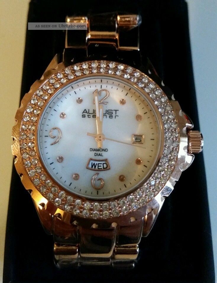 Damenuhr Uhr August Steiner Rotgold Mit Preisschild Np $395 Armbanduhren Bild