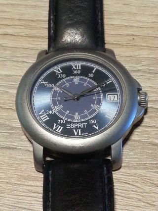 Esprit Disque Armbanduhr Für Damen,  Blau,  Lederarmband,  Mit Ovp - Retro Selten Bild