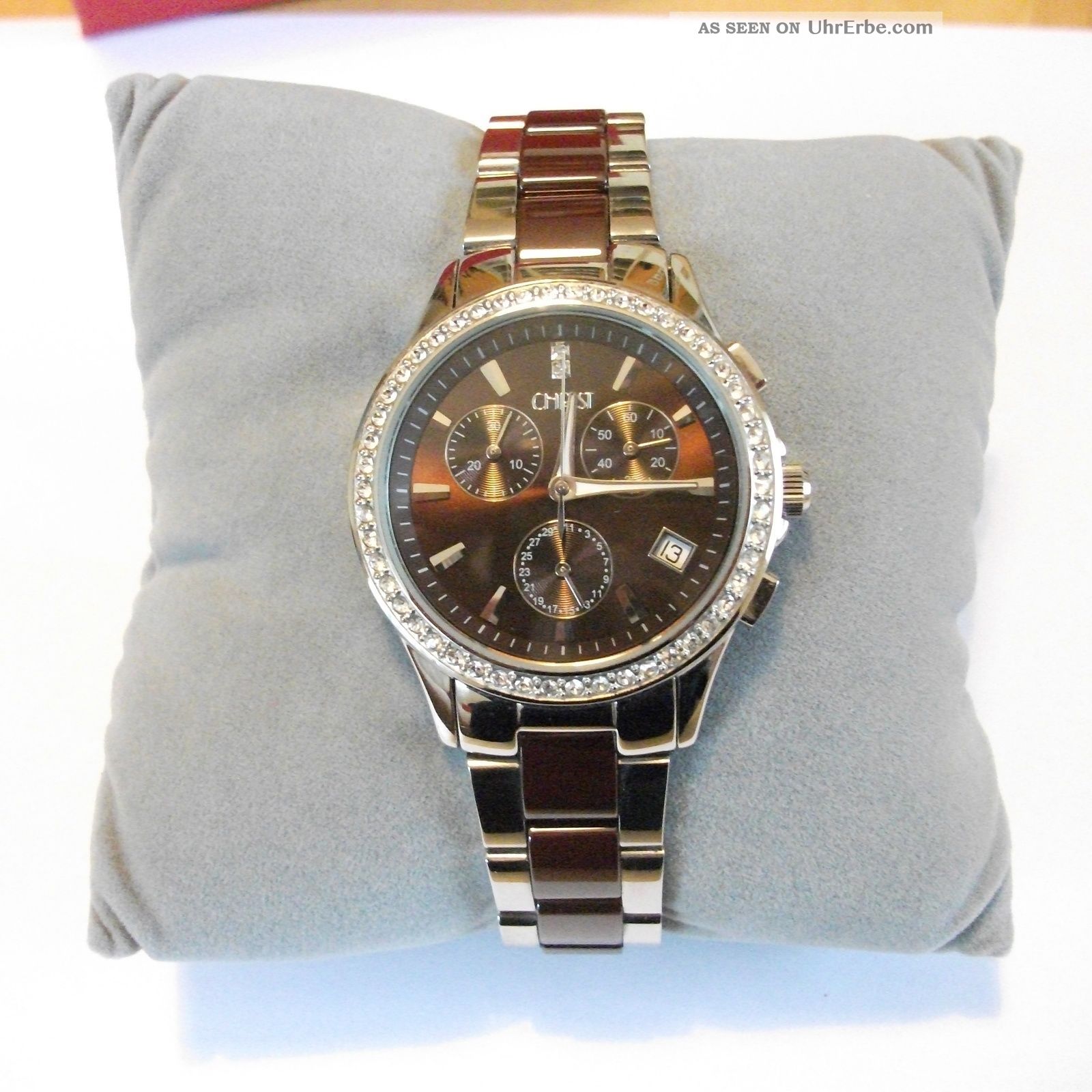 Christ Damenuhr Uhr Chronograph Trend Silber/braun Mod.  85461702,  2 J. Armbanduhren Bild