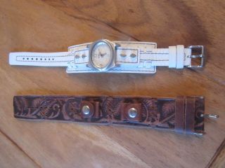 Fossil Uhr Watch Mit Lederarmband Wechselarmband Weiß Und Braun Jr9223 Wb4171 Bild