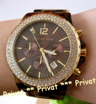 Michael Kors Uhr Mk5557 Damenuhr Chrono Xxl Braun - Gold Uvp 279 Bild