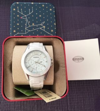 Fossil Damen Keramikuhr Ce1002 Weiss Mit Etikett Und Ovp Np:199,  00€ Bild