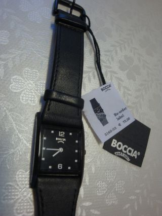 Boccia Damen Titan Armbanduhr Schwarz,  Uhr Titanium,  Lederarmband 3160 - 03,  W. Bild