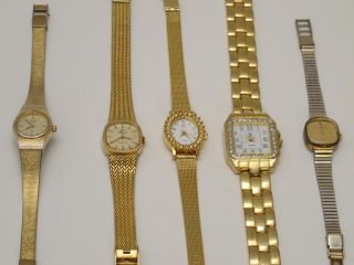 Konvolut Damen Uhren Gold Farben Citizen Royal Golana Quarz Vergoldet Bild