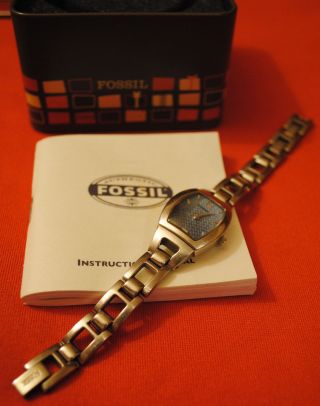 Fossil Damen Uhr Es - 9823 Armbanduhr Mit Datum Zifferblatt Blau Bild