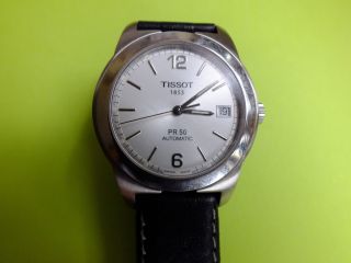 Tissot 1853 Pr 50 Automatic,  Herren - Armbanduhr Swiss Made,  Lederband Schwarz Bild