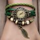 Damen Mädchen Vintage Kunstleder Leder Blatt Armreif Quarzuhren Armbanduhr Uhren Armbanduhren Bild 1