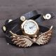 Mode Geschenk Frauen - Mädchen - Retro - Flügel Pu - Leder - Armband - Uhr - Armbanduhr Armbanduhren Bild 1