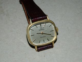 Omega Geneve,  Damen Armbanduhr,  Vintage 60er Jahre,  Mit Lederband Bild