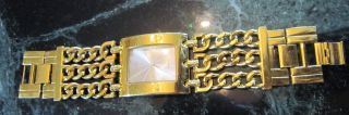 Xxl Armbanduhr 20 Cm Lang Gold Kettenuhr Sehr Breit Weihnachten Panzerkette Bild