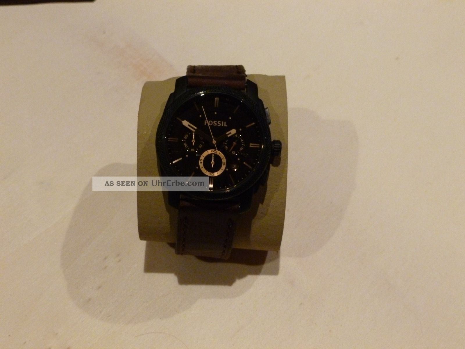 Fossil F54656 Chronograph Schwarz Braunes Lederband Armbanduhren Bild
