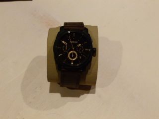 Fossil F54656 Chronograph Schwarz Braunes Lederband Bild