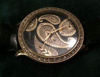 Armbanduhr Uhr Guess Schwarz Gold Swarowski Paisley Guess Vintage Bild
