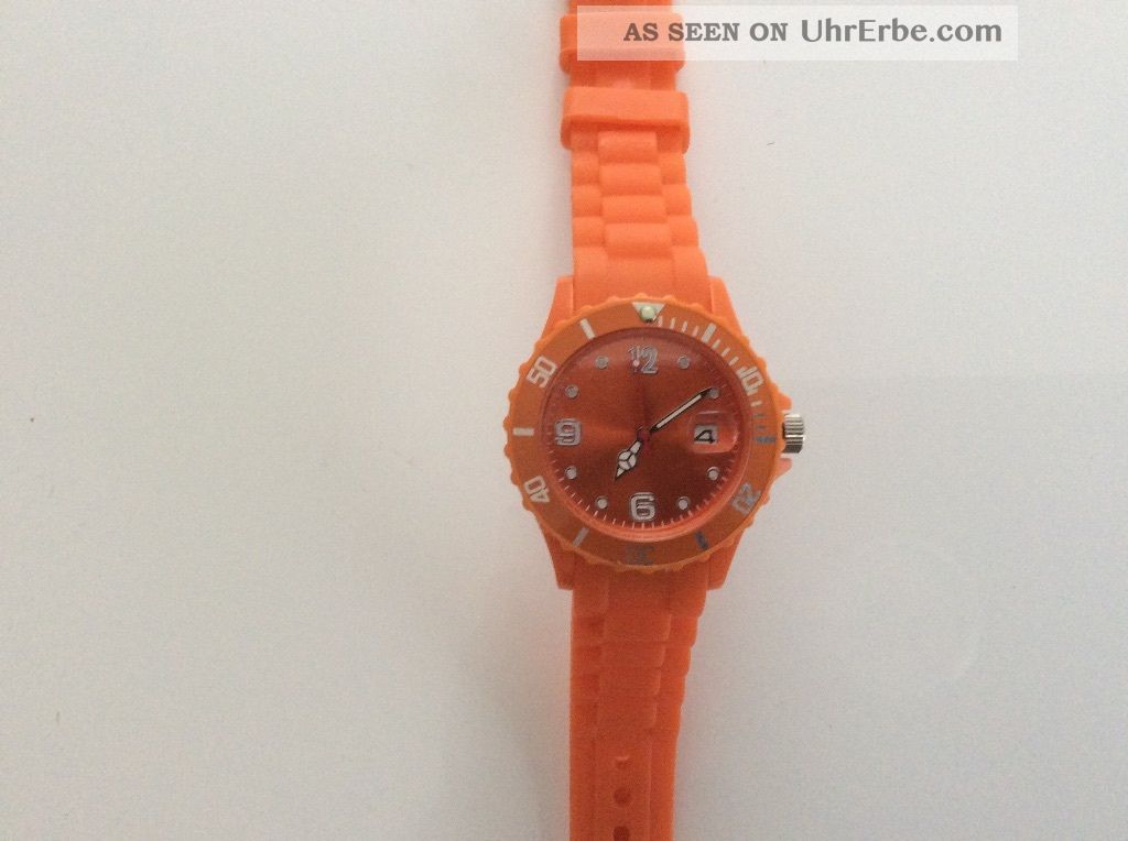 Modische Orange Armbanduhr Aus Kunststoff Mit Gummiartigem Armband Armbanduhren Bild
