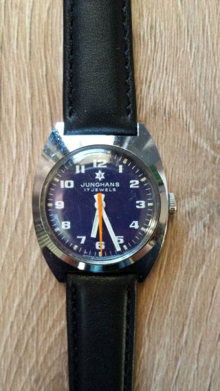 Junghans Armbanduhr Handaufzug Vintage 70er Jahre Lederband Sammler Bild