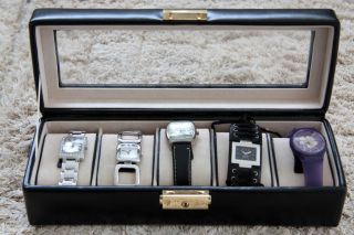 5 Damenarmbanduhren Esprit Echt Leder Armbanduhrenetui Box Aus Leder Bild