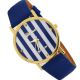 Klassische Frauen Genf Dark Blue Striped Kunstleder Analog Quarz Armbanduhren Armbanduhren Bild 9